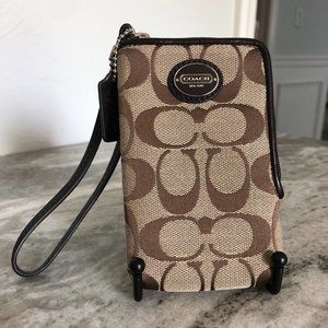 Coach Brown Signature C Vertical Wristlet